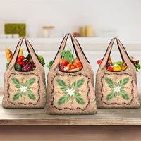 Hawaii Quilt Inspired Collection Aloha Flowers Grocery Bag Maile - Kukui Nut Lei