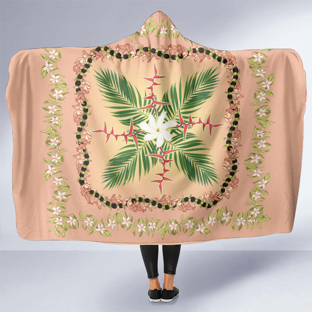 Hawaii Quilt Inspired Collection Aloha Flowers Hooded Blanket Maile - Kukui Nut Lei
