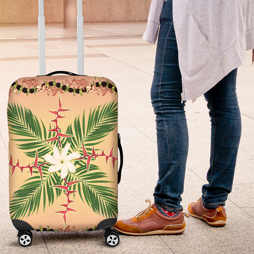 Hawaii Quilt Inspired Collection Aloha Flowers Luggage Cover Maile - Kukui Nut Lei