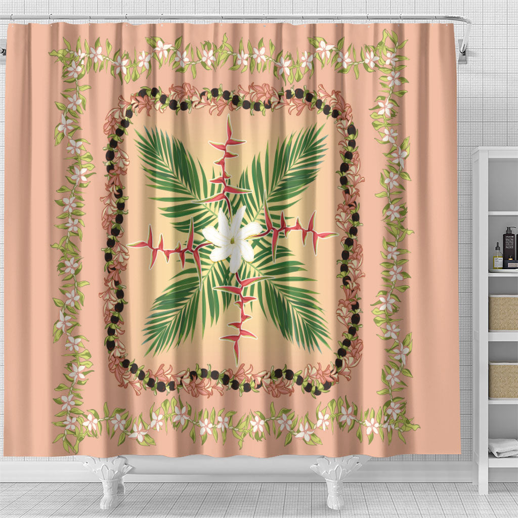 Hawaii Quilt Inspired Collection Aloha Flowers Shower Curtain Maile - Kukui Nut Lei