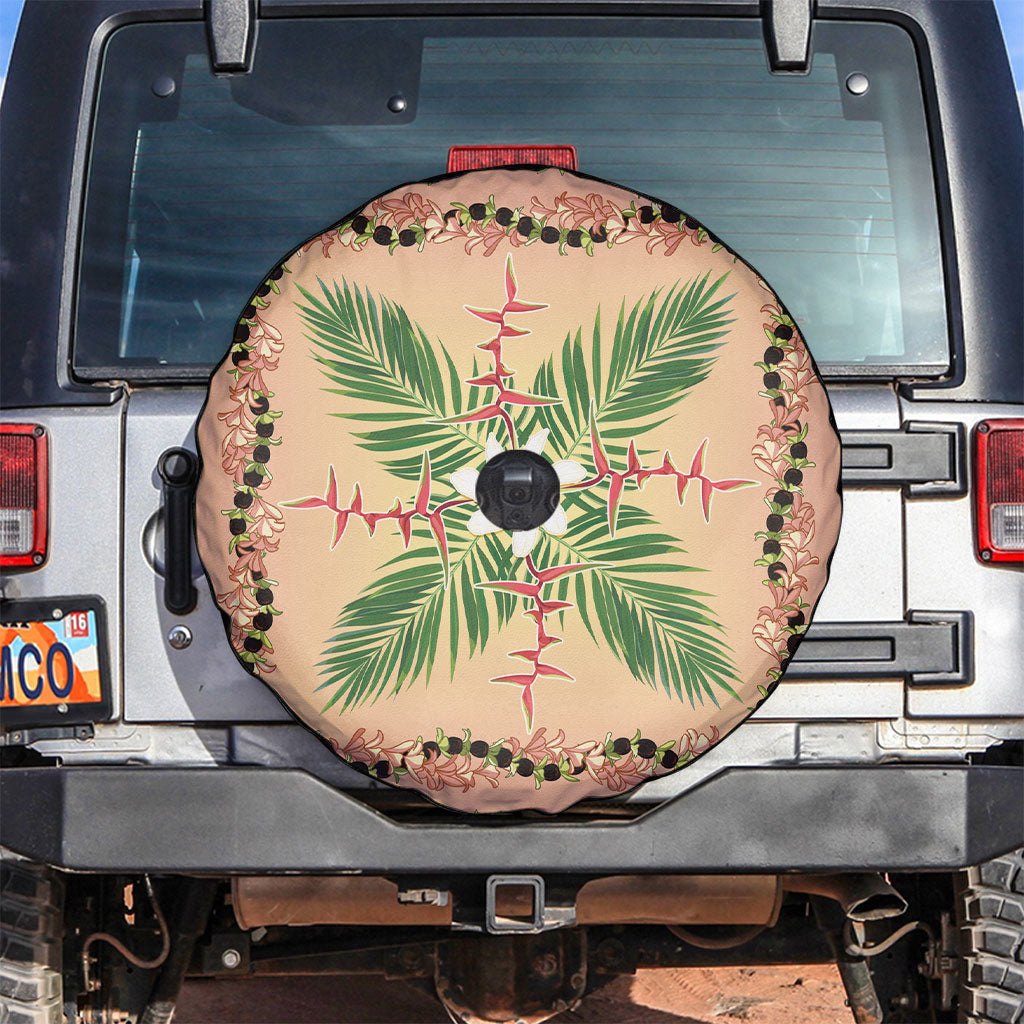 Hawaii Quilt Inspired Collection Aloha Flowers Spare Tire Cover Maile - Kukui Nut Lei