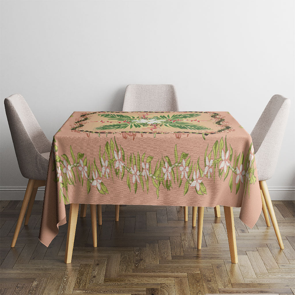 Hawaii Quilt Inspired Collection Aloha Flowers Tablecloth Maile - Kukui Nut Lei