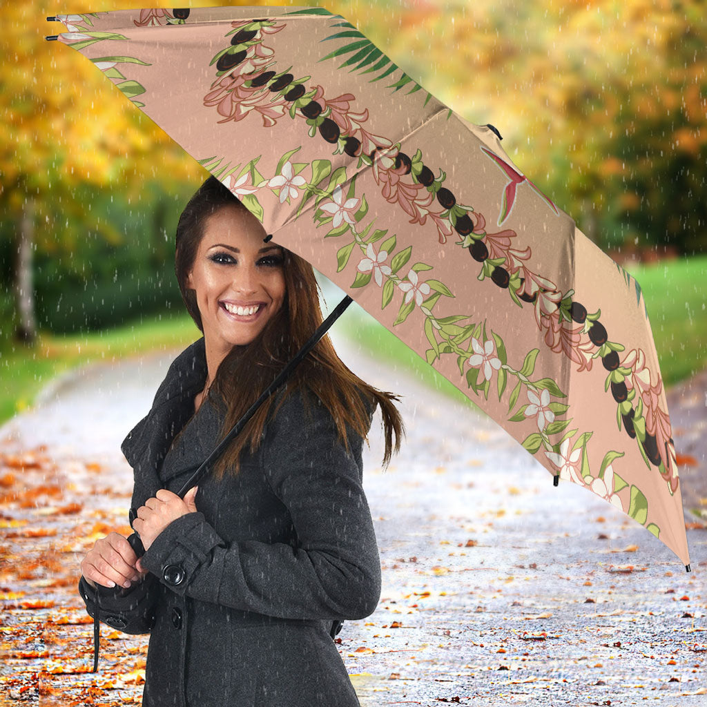 Hawaii Quilt Inspired Collection Aloha Flowers Umbrella Maile - Kukui Nut Lei
