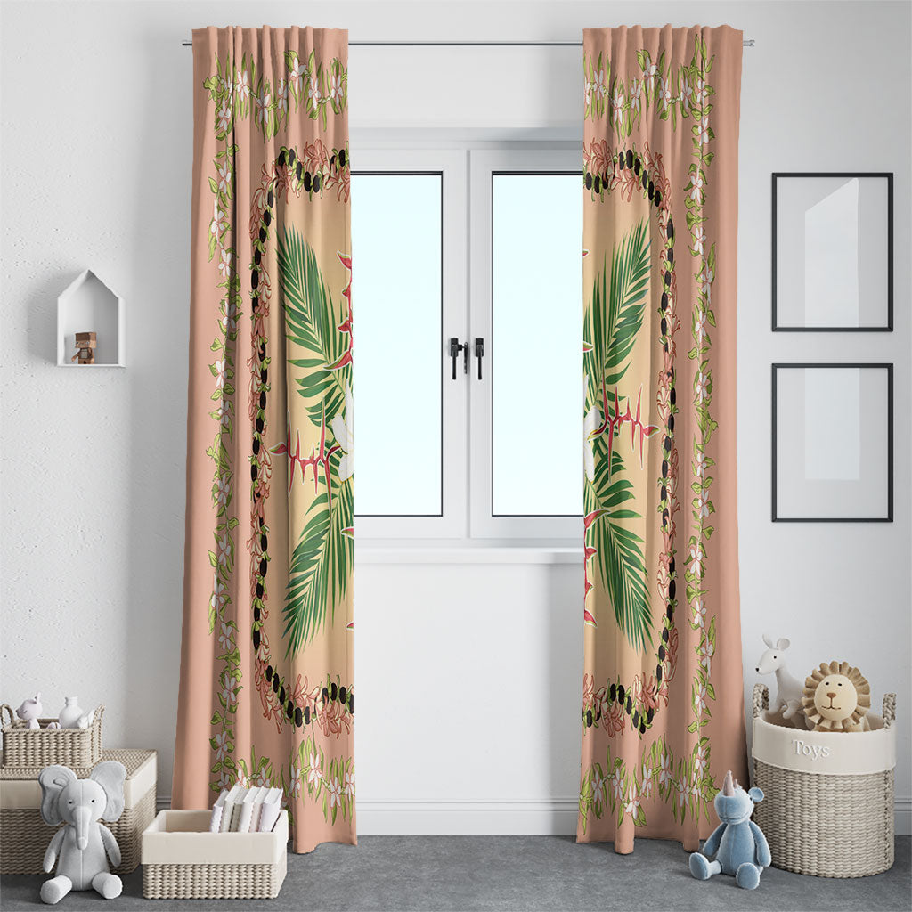 Hawaii Quilt Inspired Collection Aloha Flowers Window Curtain Maile - Kukui Nut Lei