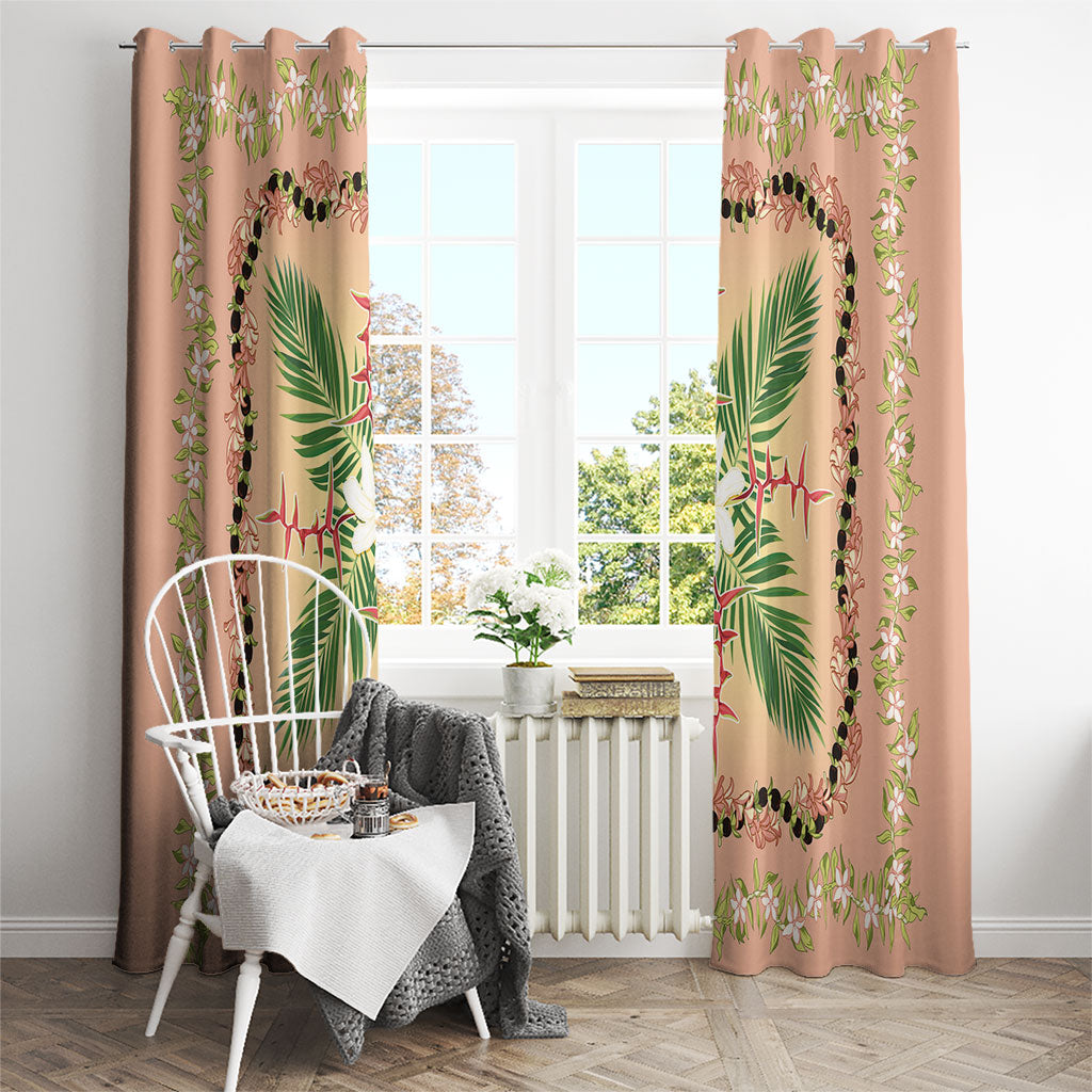 Hawaii Quilt Inspired Collection Aloha Flowers Window Curtain Maile - Kukui Nut Lei