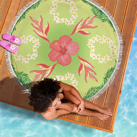 Hawaii Quilt Inspired Collection Aloha Flowers Beach Blanket Plumeria - Ti Leaf Lei