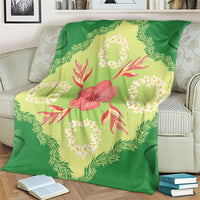 Hawaii Quilt Inspired Collection Aloha Flowers Blanket Plumeria - Ti Leaf Lei