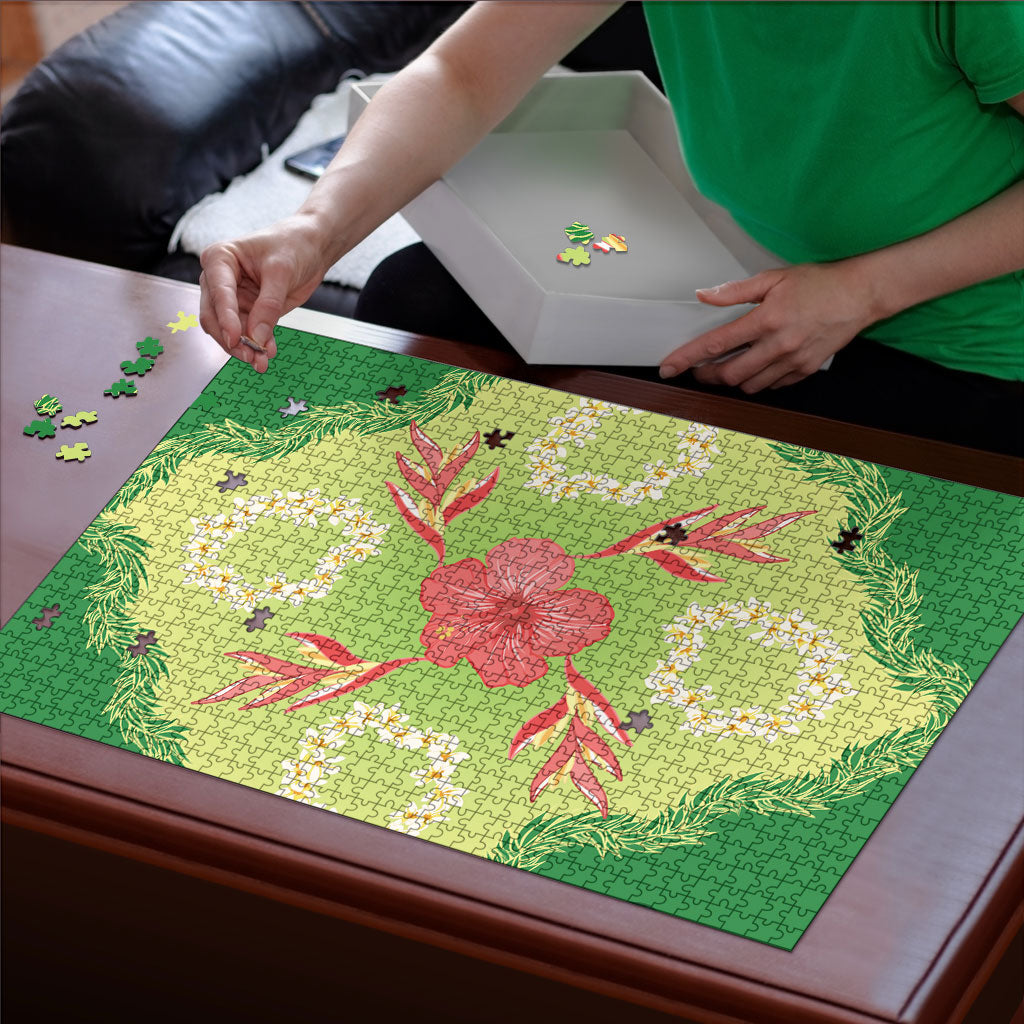 Hawaii Quilt Inspired Collection Aloha Flowers Puzzle Plumeria - Ti Leaf Lei