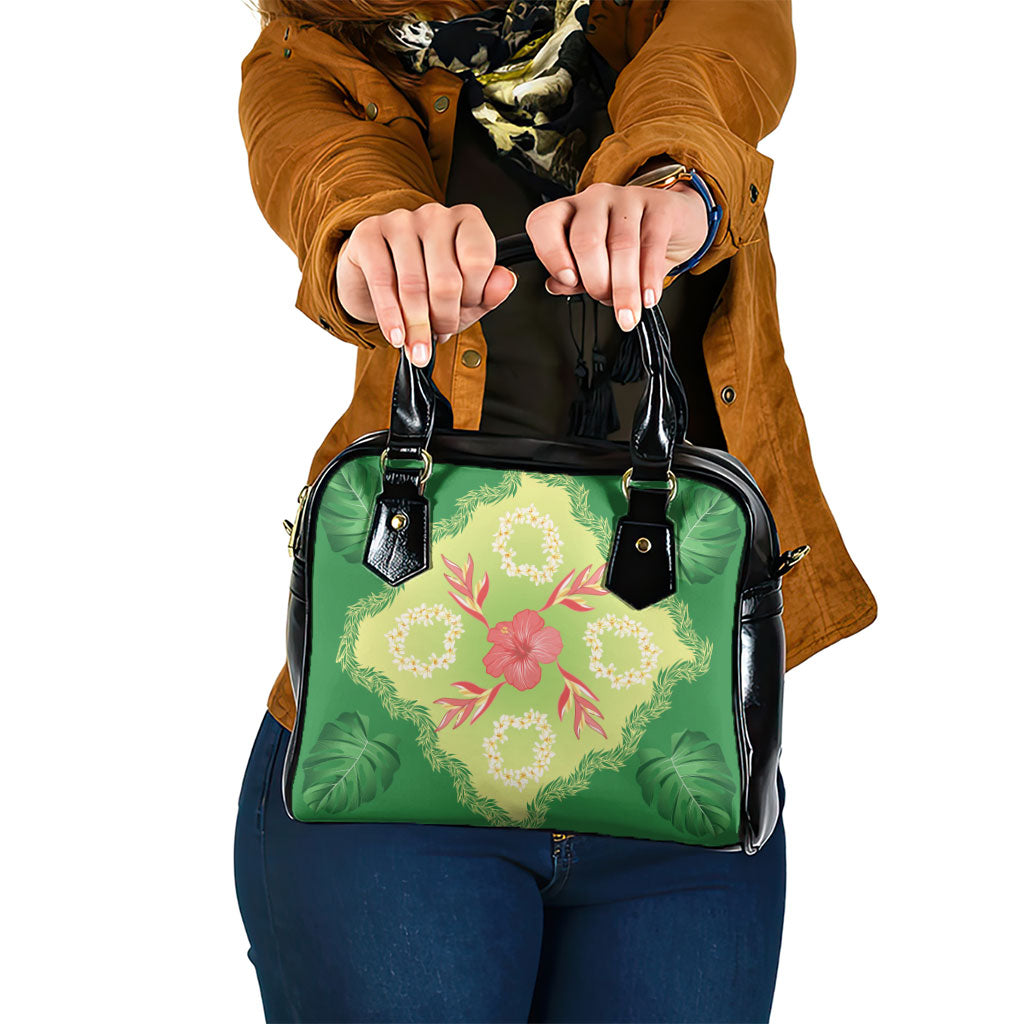 Hawaii Quilt Inspired Collection Aloha Flowers Shoulder Handbag Plumeria - Ti Leaf Lei