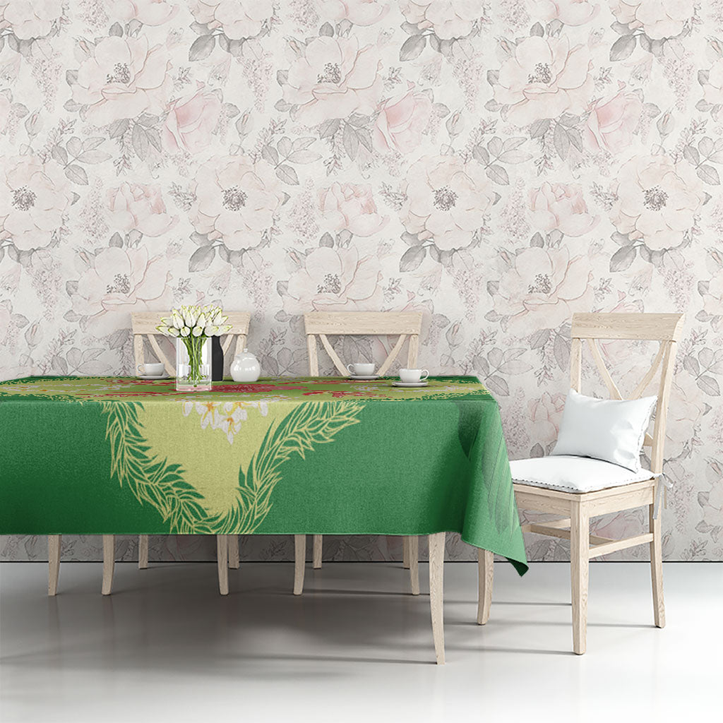 Hawaii Quilt Inspired Collection Aloha Flowers Tablecloth Plumeria - Ti Leaf Lei