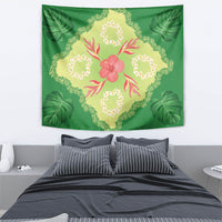 Hawaii Quilt Inspired Collection Aloha Flowers Tapestry Plumeria - Ti Leaf Lei