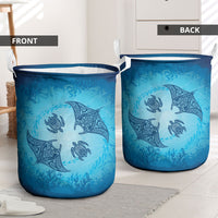 Hawaii Quilt Inspired Collection Aloha Sea Laundry Basket Manta Ray and Turtles