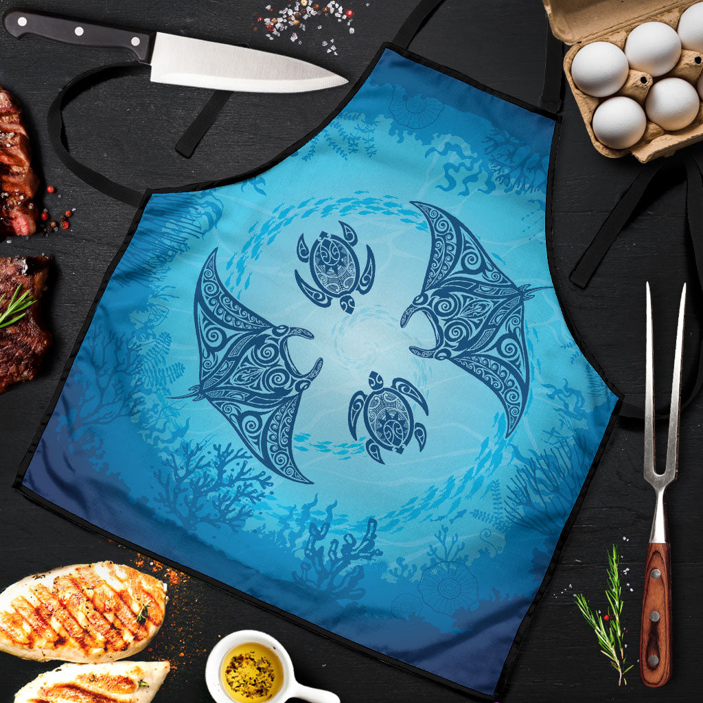 Hawaii Quilt Inspired Collection Aloha Sea Apron Manta Ray and Turtles