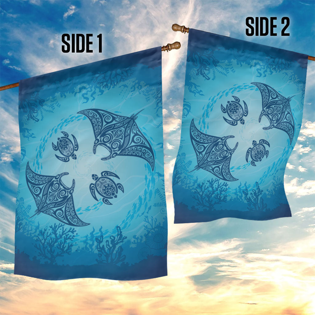 Hawaii Quilt Inspired Collection Aloha Sea Garden Flag Manta Ray and Turtles