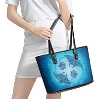 Hawaii Quilt Inspired Collection Aloha Sea Leather Tote Bag Manta Ray and Turtles
