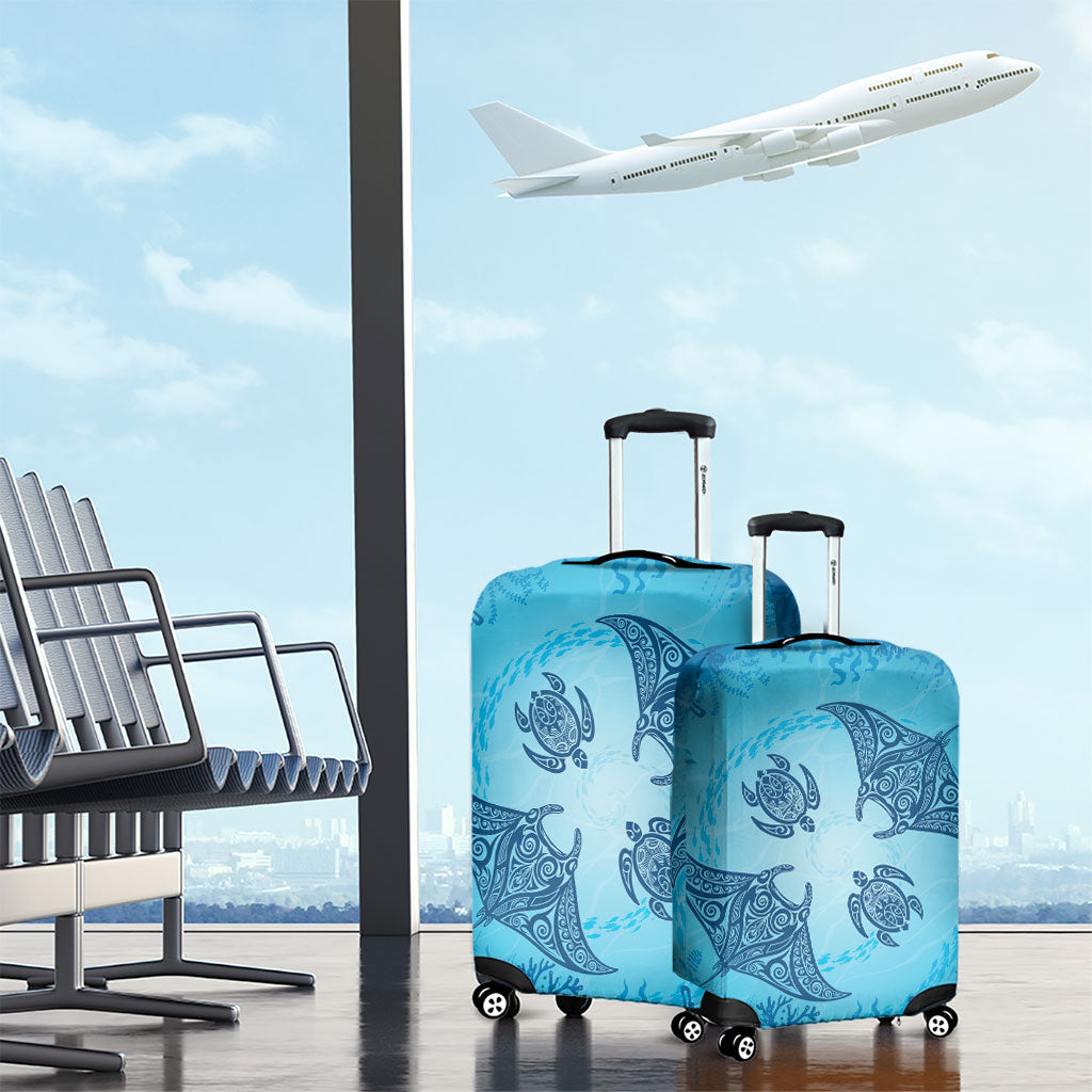 Hawaii Quilt Inspired Collection Aloha Sea Luggage Cover Manta Ray and Turtles