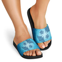 Hawaii Quilt Inspired Collection Aloha Sea Slide Sandals Manta Ray and Turtles