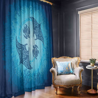 Hawaii Quilt Inspired Collection Aloha Sea Window Curtain Manta Ray and Turtles