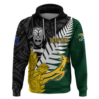 Personalised New Zealand Vs South Africa Rugby Hoodie Rivals - Tribal Style LT7 Black Green - Polynesian Pride