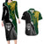 Personalised New Zealand Vs South Africa Rugby Couples Matching Long Sleeve Bodycon Dress and Hawaiian Shirt Rivals Dynamics LT7 Black Green - Polynesian Pride