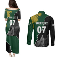 Personalised New Zealand Vs South Africa Rugby Couples Matching Puletasi Dress and Long Sleeve Button Shirts Rivals Dynamics LT7 - Polynesian Pride