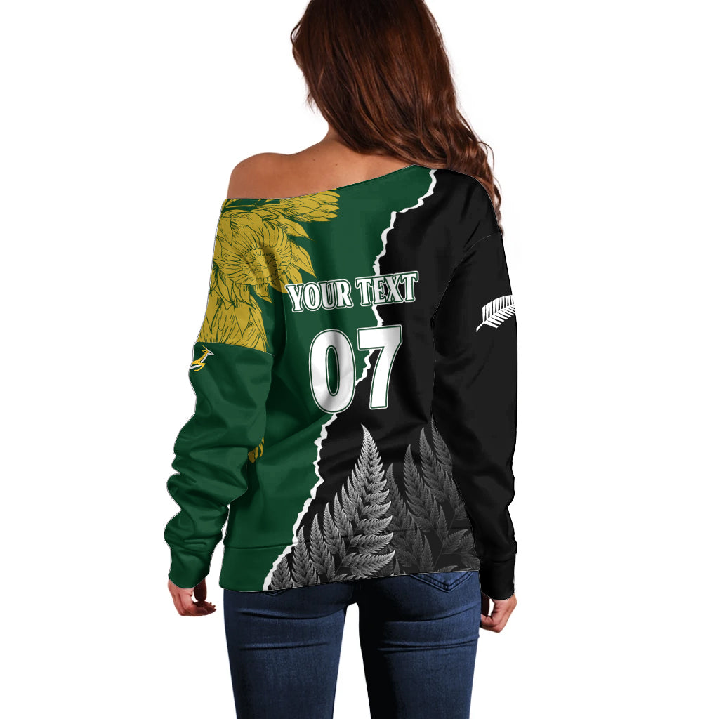 Personalised New Zealand Vs South Africa Rugby Off Shoulder Sweater Rivals Dynamics LT7 - Polynesian Pride