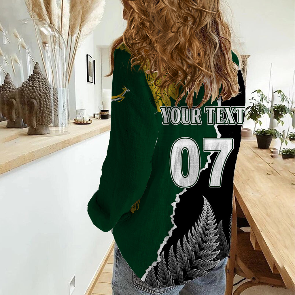 Personalised New Zealand Vs South Africa Rugby Women Casual Shirt Rivals Dynamics LT7 - Polynesian Pride