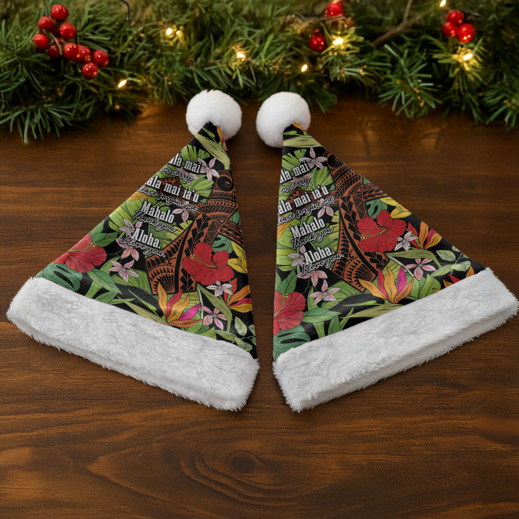Mahalo Hawaii Ho'oponopono Pule Christmas Santa Hat Polynesian Pattern Cross LT7 - Polynesian Pride