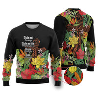Mahalo Hawaii Ho'oponopono Pule Ugly Christmas Sweater Polynesian Pattern Cross LT7 Black - Polynesian Pride