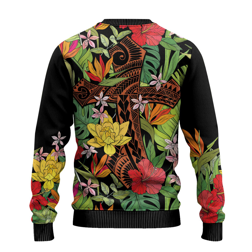 Mahalo Hawaii Ho'oponopono Pule Ugly Christmas Sweater Polynesian Pattern Cross LT7 - Polynesian Pride