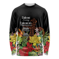 Mahalo Hawaii Ho'oponopono Pule Long Sleeve Shirt Polynesian Pattern Cross LT7 Unisex Black - Polynesian Pride