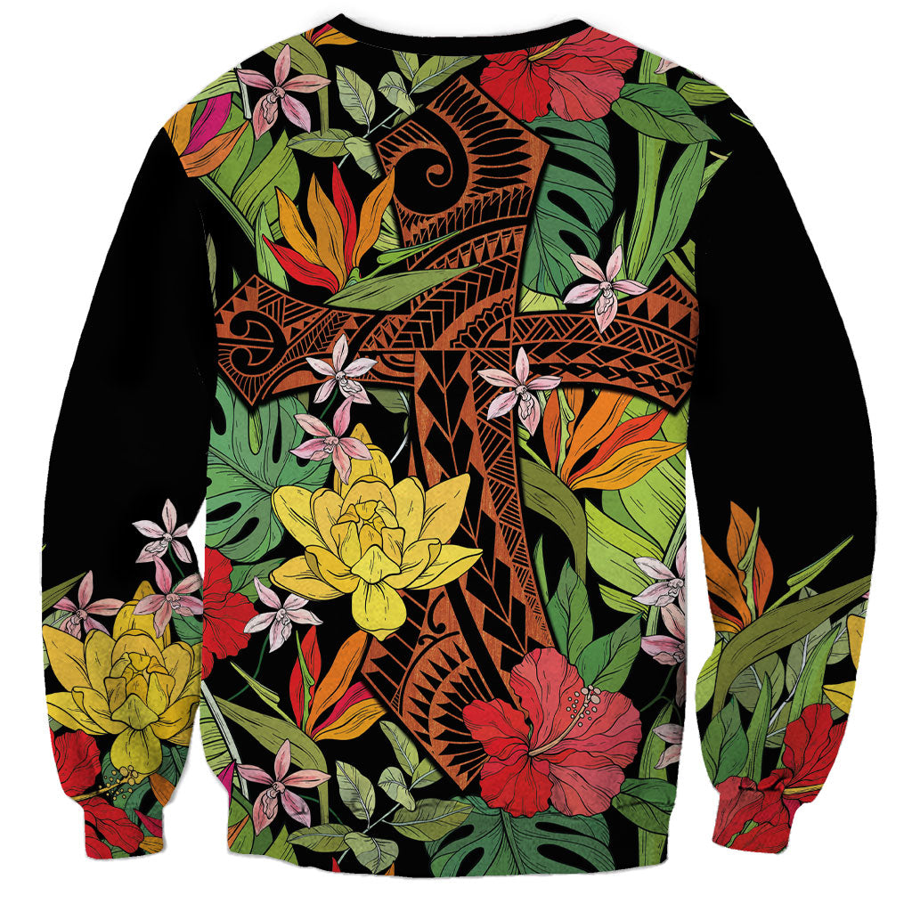 Mahalo Hawaii Ho'oponopono Pule Sweatshirt Polynesian Pattern Cross LT7 - Polynesian Pride