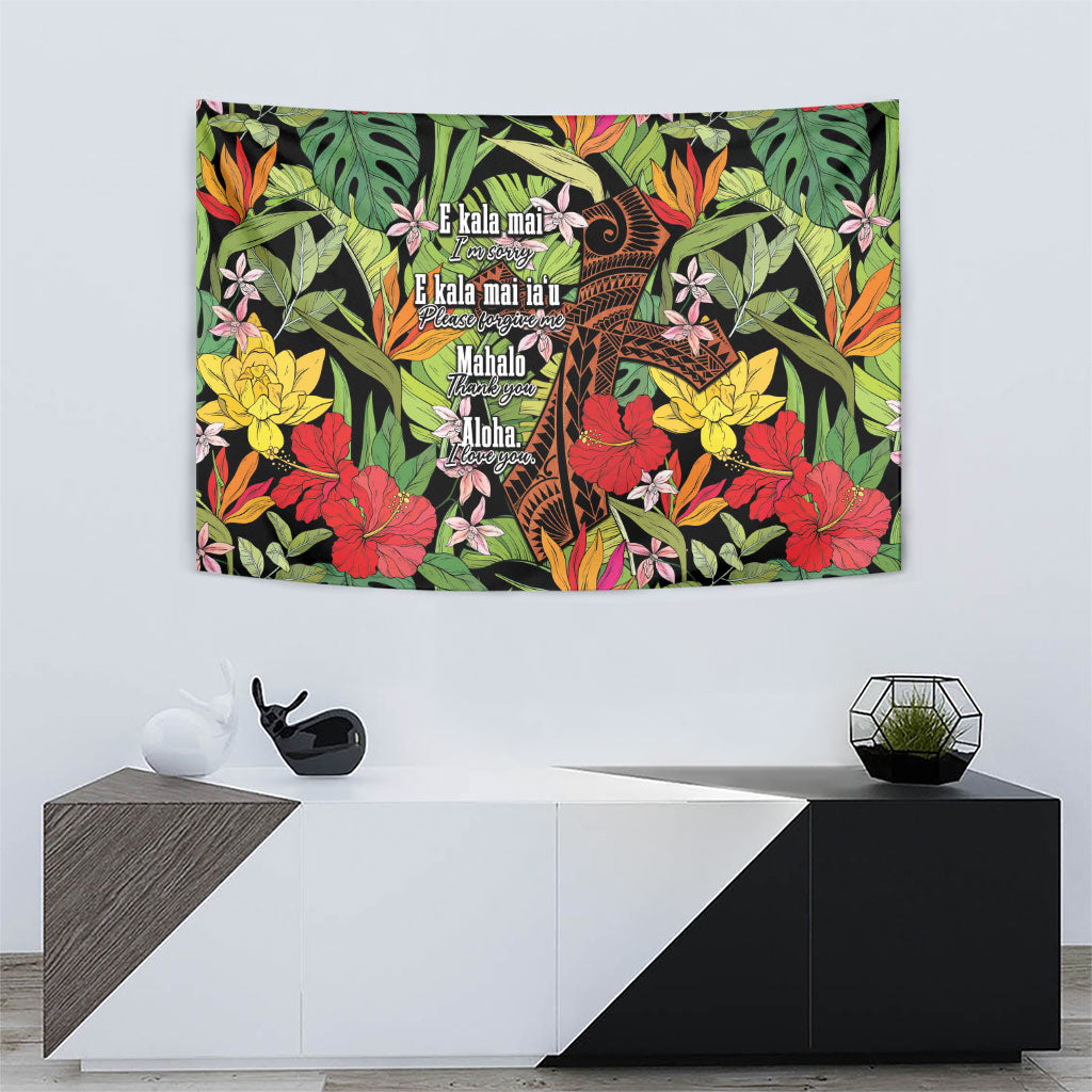 Mahalo Hawaii Ho'oponopono Pule Tapestry Polynesian Pattern Cross LT7 - Polynesian Pride