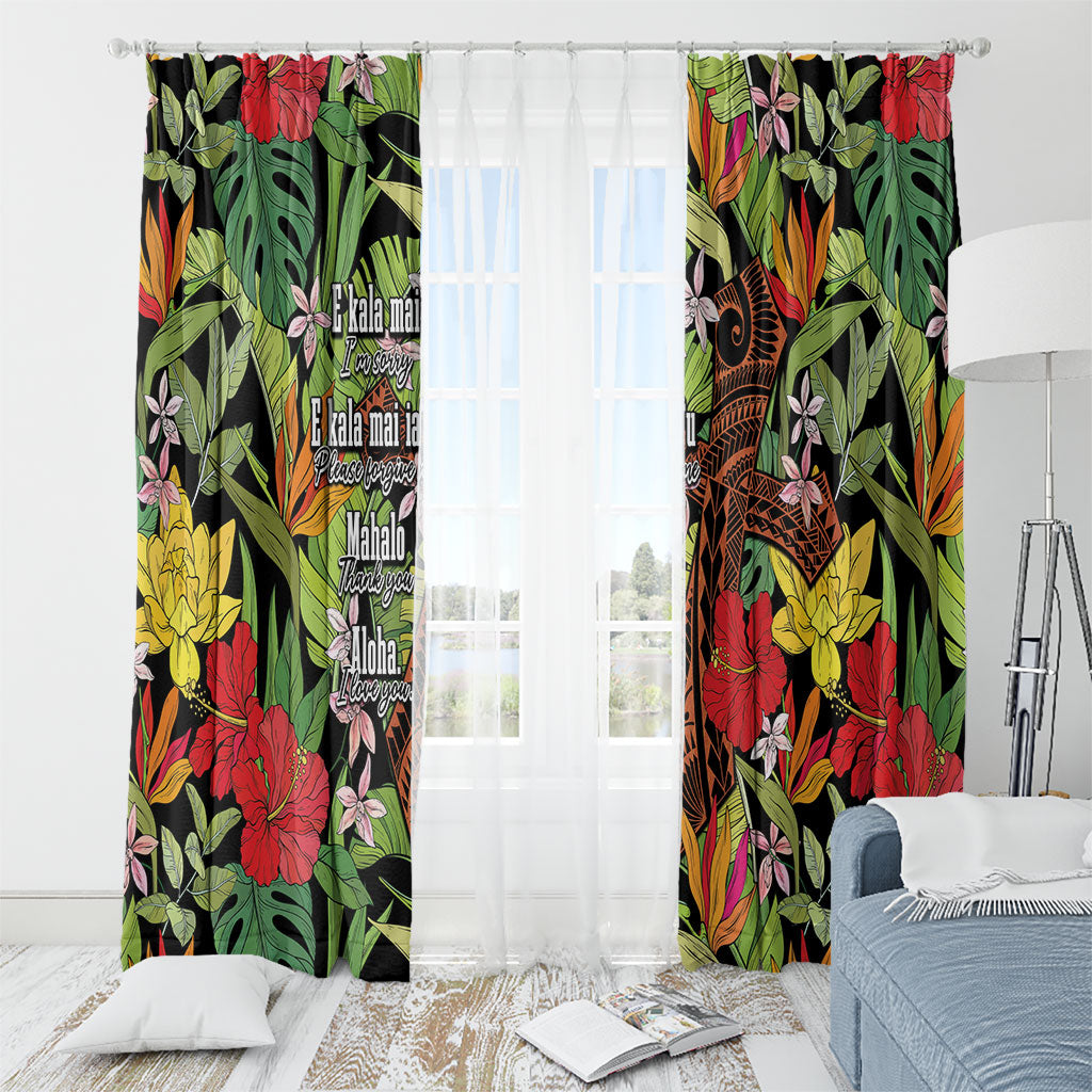 Mahalo Hawaii Ho'oponopono Pule Window Curtain Polynesian Pattern Cross LT7 - Polynesian Pride