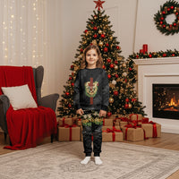 Hawaii Ka Pule a ka Haku Memorial Christmas Pajama Set Flower Lei Cross - Black LT7 Kid Black - Polynesian Pride