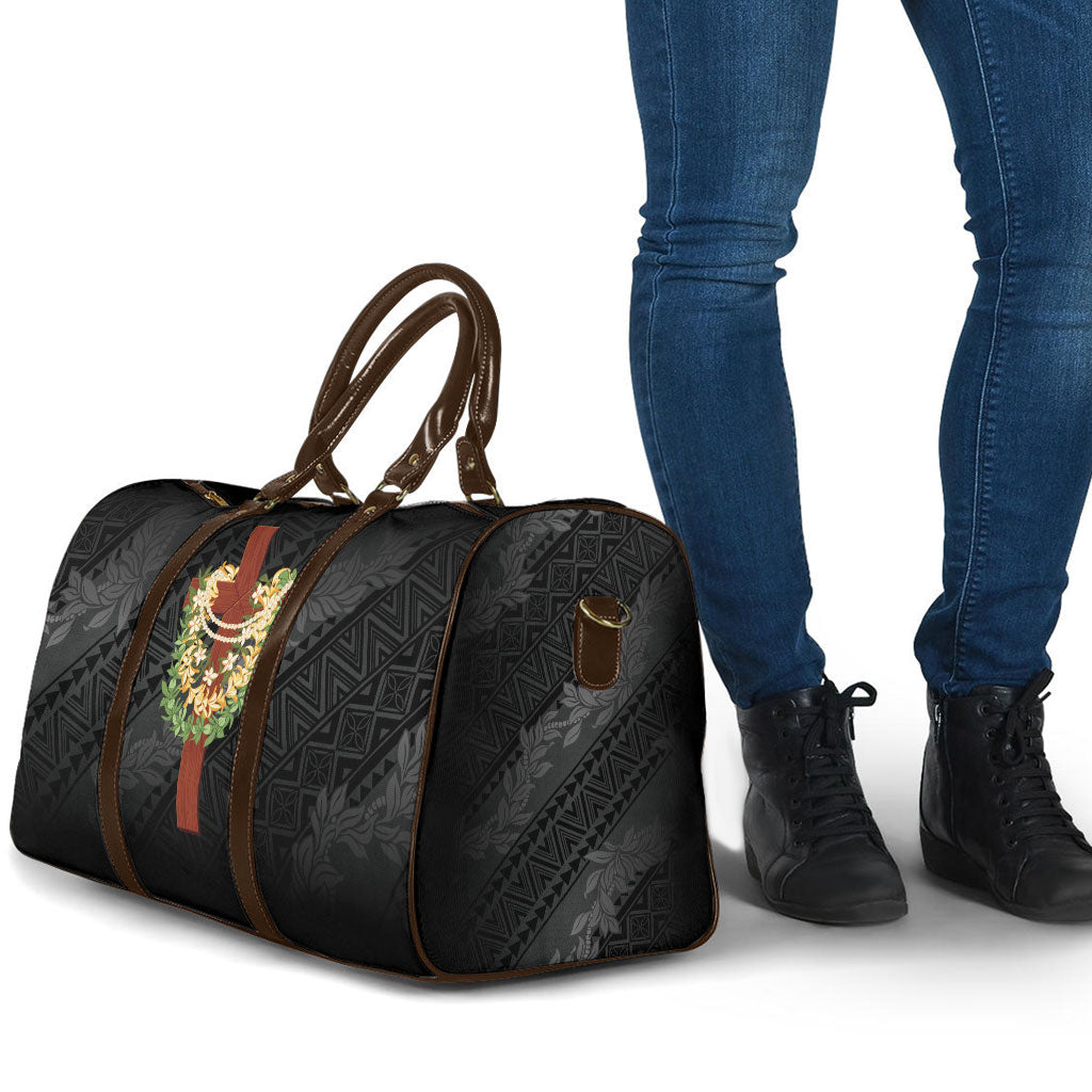Hawaii Ka Pule a ka Haku Memorial Travel Bag Flower Lei Cross - Black LT7 - Polynesian Pride