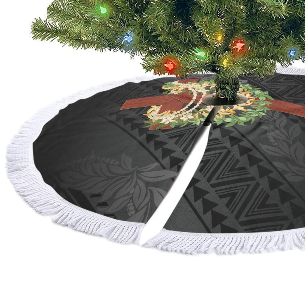 Hawaii Ka Pule a ka Haku Memorial Tree Skirt Flower Lei Cross - Black LT7 - Polynesian Pride