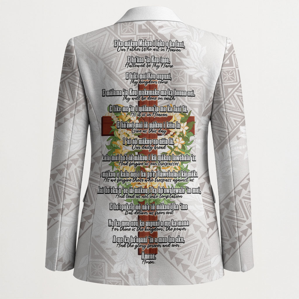 Hawaii Ka Pule a ka Haku Memorial Blazer Flower Lei Cross - Ivory White LT7 - Polynesian Pride