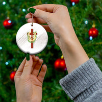 Hawaii Ka Pule a ka Haku Memorial Ceramic Ornament Flower Lei Cross - Ivory White LT7 - Polynesian Pride