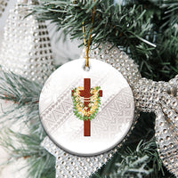 Hawaii Ka Pule a ka Haku Memorial Ceramic Ornament Flower Lei Cross - Ivory White LT7 - Polynesian Pride