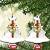 Hawaii Ka Pule a ka Haku Memorial Ceramic Ornament Flower Lei Cross - Ivory White LT7 Christmas Tree Ivory - Polynesian Pride