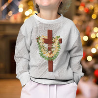 Hawaii Ka Pule a ka Haku Memorial Kid Ugly Christmas Sweater Flower Lei Cross - Ivory White LT7 - Polynesian Pride