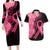 Polynesian Couples Matching Long Sleeve Bodycon Dress and Hawaiian Shirt Plumeria Breast Cancer Awareness Survivor Ribbon Pink LT7 Black Pink - Polynesian Pride