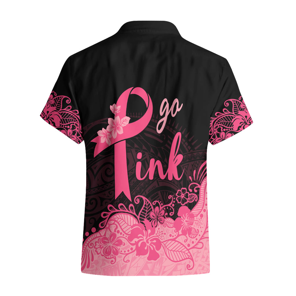 Polynesian Hawaiian Shirt Plumeria Breast Cancer Awareness Survivor Ribbon Pink LT7 - Polynesian Pride