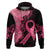 Polynesian Hoodie Plumeria Breast Cancer Awareness Survivor Ribbon Pink LT7 Black Pink - Polynesian Pride