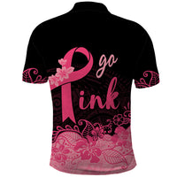 Polynesian Polo Shirt Plumeria Breast Cancer Awareness Survivor Ribbon Pink LT7 - Polynesian Pride