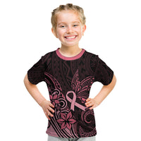 Polynesian Kid T Shirt Breast Cancer RIbbon Butterfly Mix Plumeria Curves Pink LT7 Black Pink - Polynesian Pride