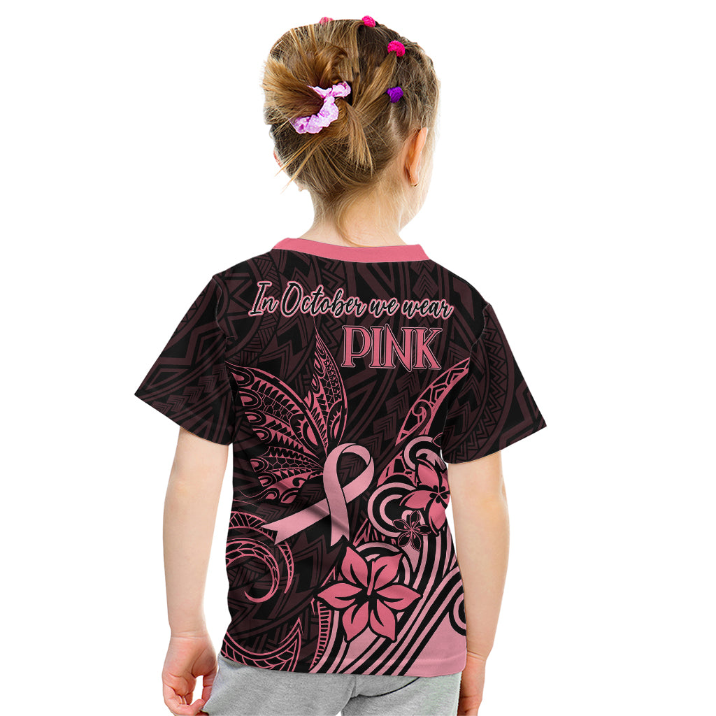 Polynesian Kid T Shirt Breast Cancer RIbbon Butterfly Mix Plumeria Curves Pink LT7 - Polynesian Pride