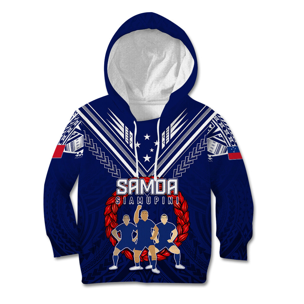 Personalised Samoa Rugby Kid Hoodie World Cup 2023 Siamupini Siva Tau LT7 Hoodie Blue - Polynesian Pride