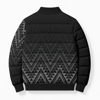 New Zealand Ta Moko Silver Fern Bomber Puffer Jacket Taniko Taniwha Motifs